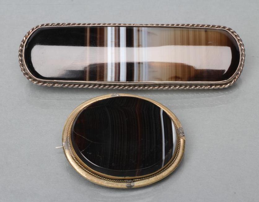 TWO BANDED AGATE BROOCHES Image
