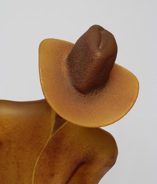 KJELL ENGMAN FOR KOSTA BODA - a large mottled amber glass figural electric table lamp base from the Image