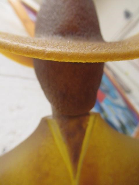 KJELL ENGMAN FOR KOSTA BODA - a large mottled amber glass figural electric table lamp base from the Image