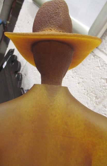 KJELL ENGMAN FOR KOSTA BODA - a large mottled amber glass figural electric table lamp base from the Image