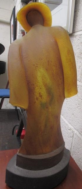 KJELL ENGMAN FOR KOSTA BODA - a large mottled amber glass figural electric table lamp base from the Image