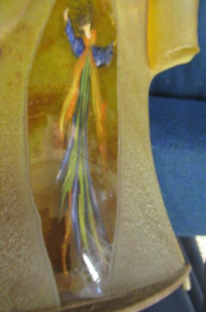 KJELL ENGMAN FOR KOSTA BODA - a large mottled amber glass figural electric table lamp base from the Image