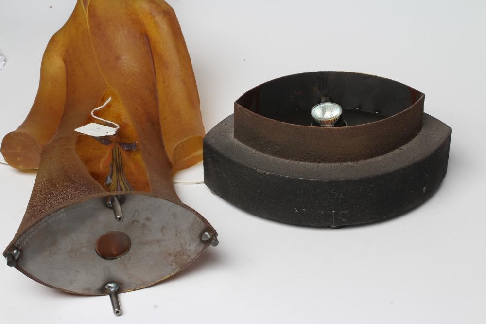 KJELL ENGMAN FOR KOSTA BODA - a large mottled amber glass figural electric table lamp base from the Image