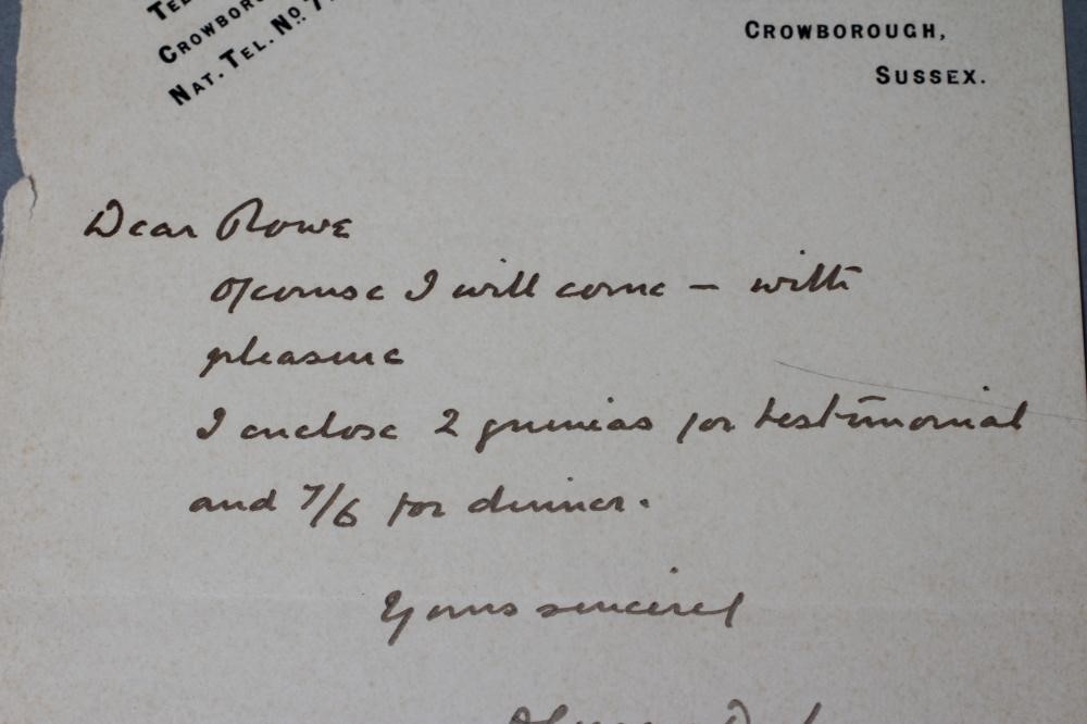 A SIGNED LETTER FROM SIR A CONAN DOYLE Image