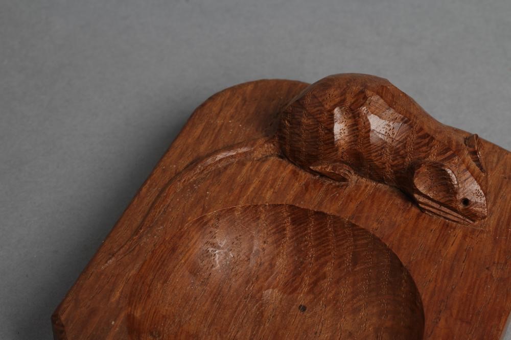 A PAIR OF ROBERT THOMPSON ADZED OAK ASHTRAYS of canted oblong form Image