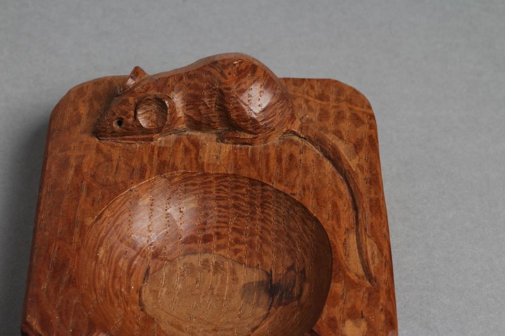 A PAIR OF ROBERT THOMPSON ADZED OAK ASHTRAYS of canted oblong form Image