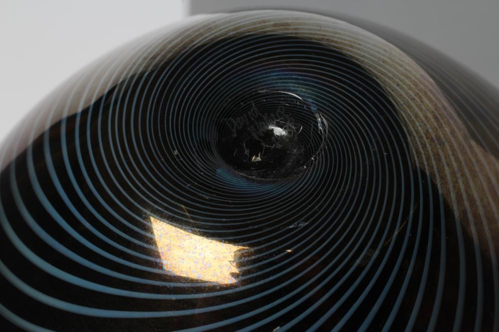 DAVID WALLACE - a peacock iridescent glass vase with swirled lines Image