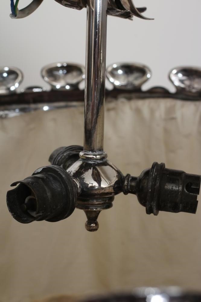 A W.A.S. BENSON & CO THREE LIGHT PLATED ON COPPER ELECTROLIER Image