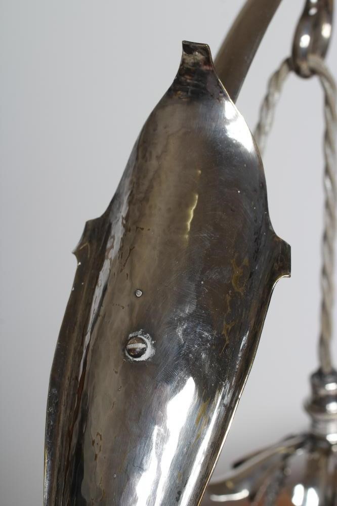 A W.A.S. BENSON & CO THREE LIGHT PLATED ON COPPER ELECTROLIER Image