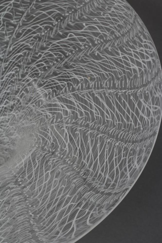 A MURANO WHITE LATTICINO GLASS PEDESTAL BOWL Image