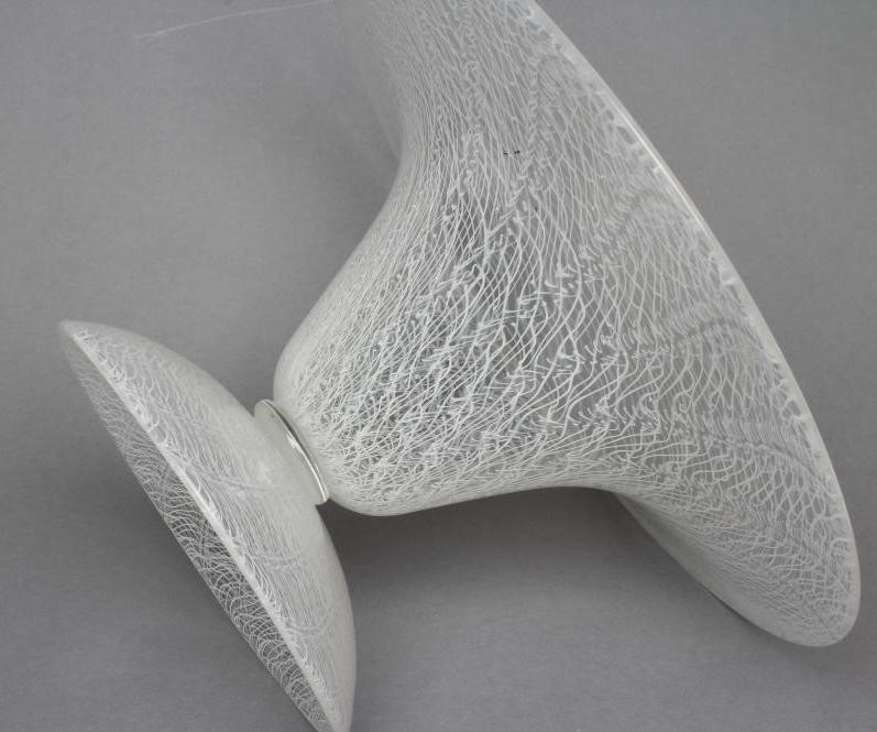A MURANO WHITE LATTICINO GLASS PEDESTAL BOWL Image