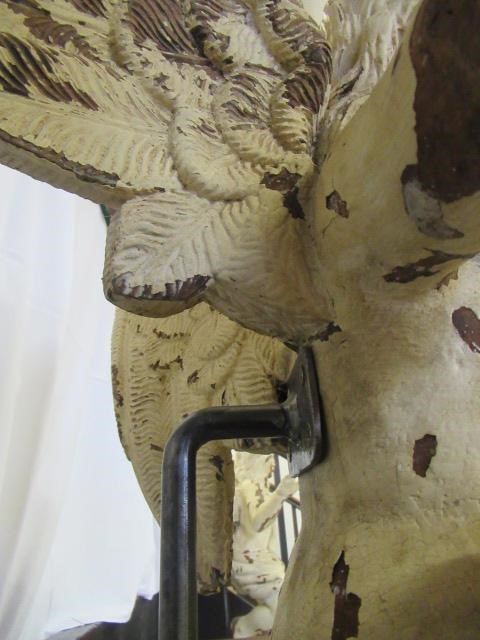 A PAIR OF PAINTED CARVED WOOD ANGELS Image