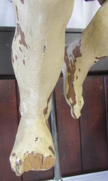 A PAIR OF PAINTED CARVED WOOD ANGELS Image