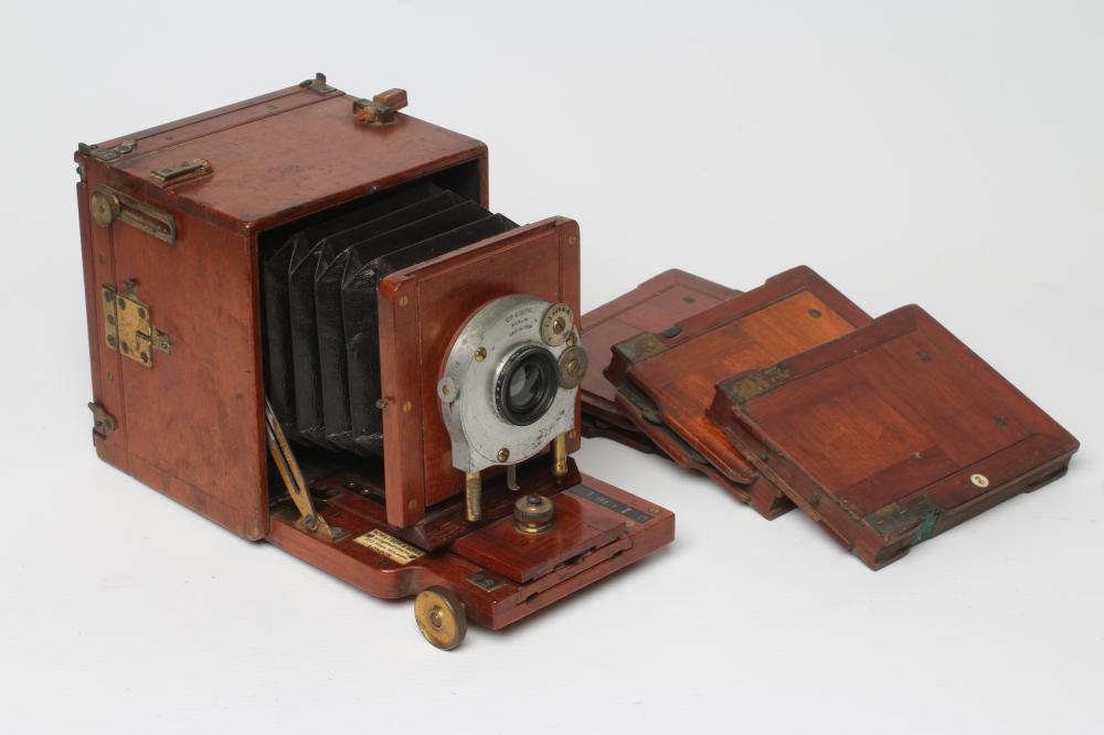 A W. WATSON & SONS PLATE CAMERA with leather bellows Image