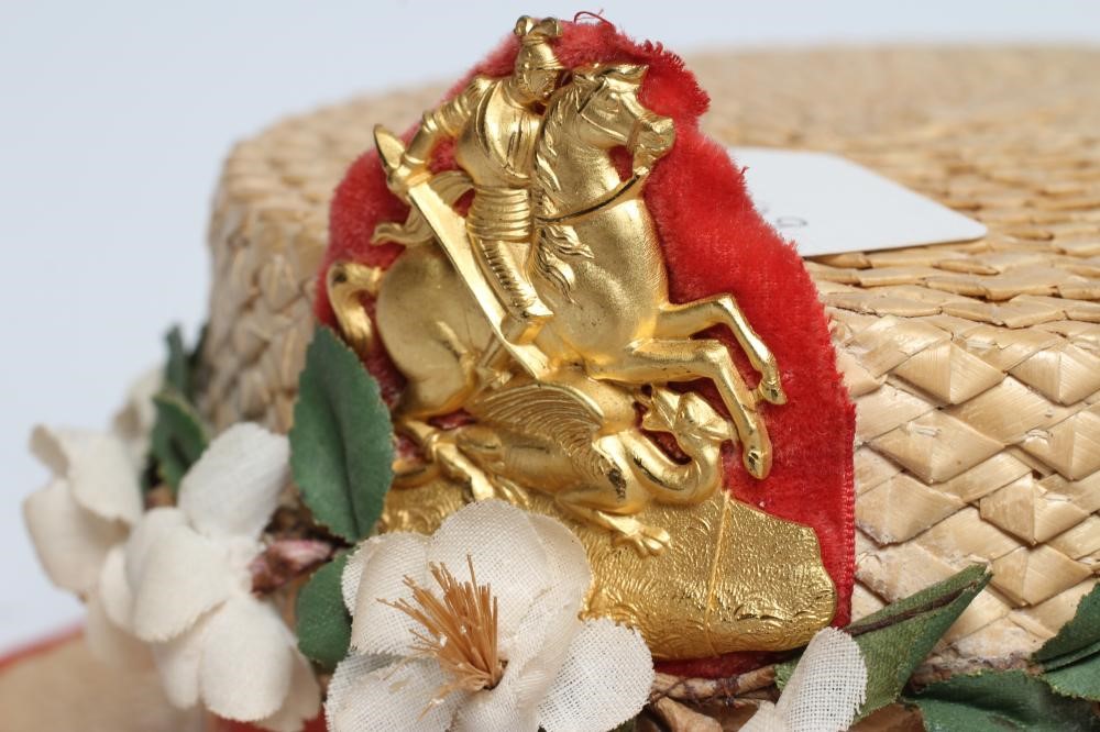 TWO EARLY ETON COLLEGE BOAT PROCESSION STRAW BOATERS Image