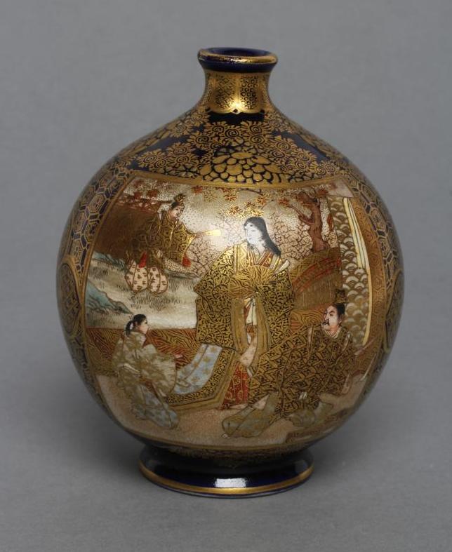 A SATSUMA EARTHENWARE VASE of globular form Image