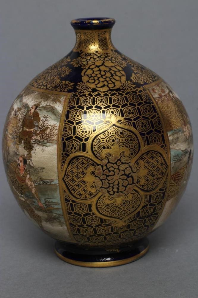 A SATSUMA EARTHENWARE VASE of globular form Image