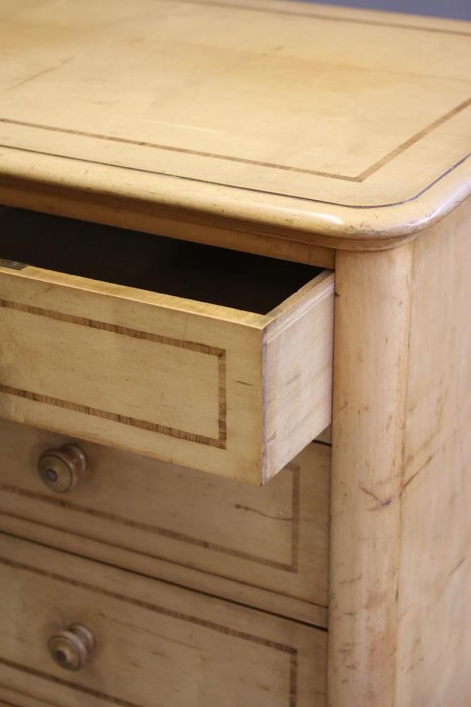 A VICTORIAN SATIN BIRCH STRAIGHT FRONT CHEST of rounded oblong form with rosewood banding Image
