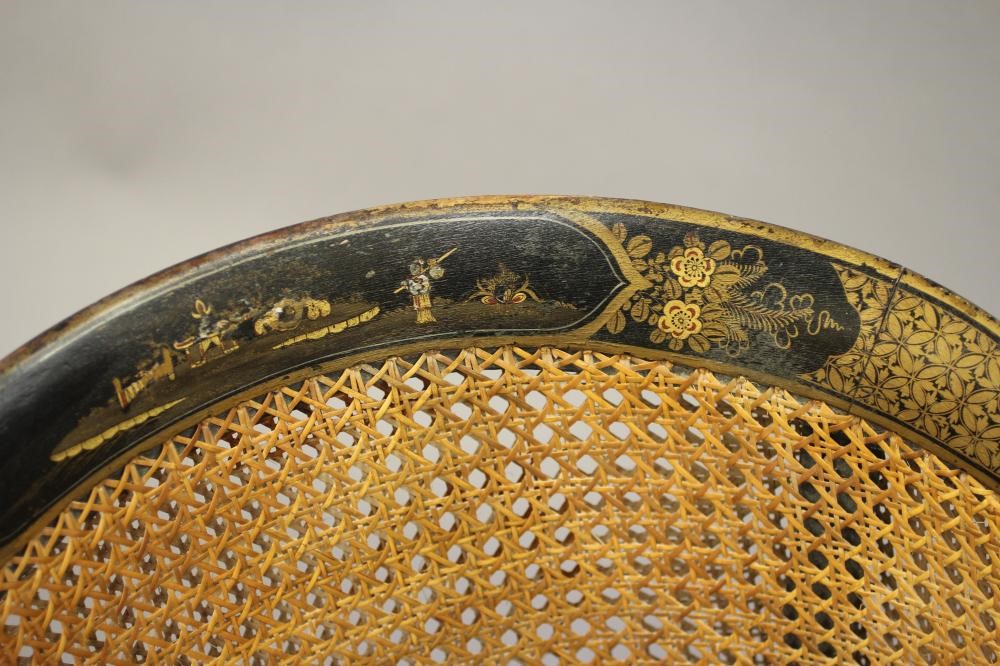 A BLACK LACQUERED CHINOISERIE TUB CHAIR Image