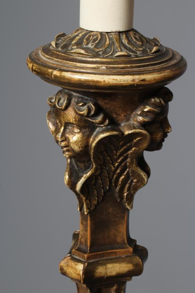 AN ITALIAN CARVED AND GILTWOOD STANDARD LAMP Image