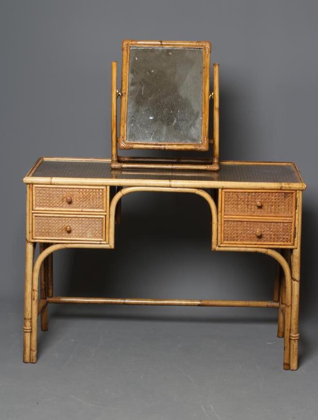 A BAMBOO AND WICKER DRESSING TABLE Image