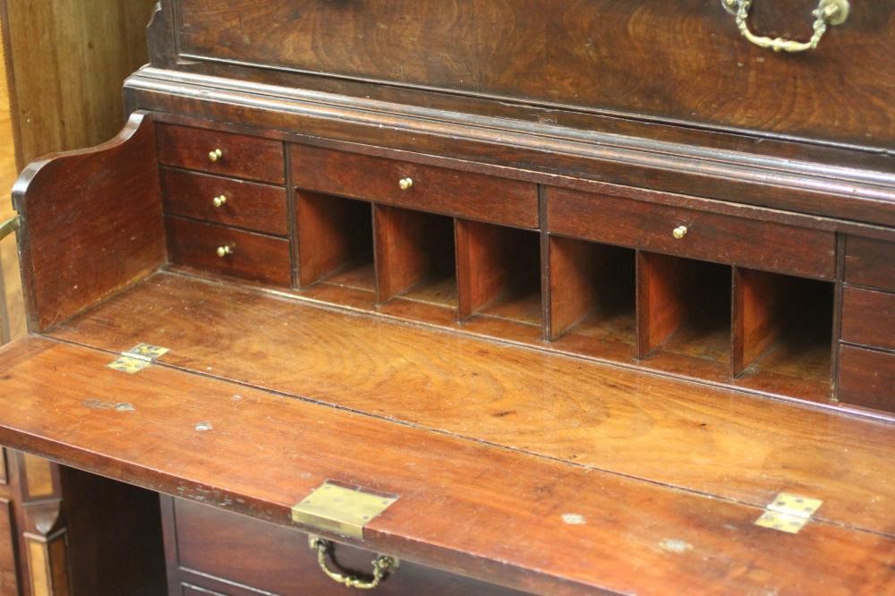 A GEORGIAN MAHOGANY SECRETAIRE CHEST ON CHEST Image