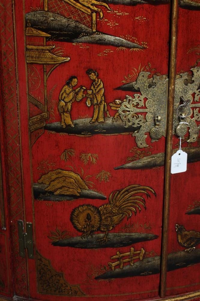 A GEORGIAN RED LACQUERED CORNER CUPBOARD Image