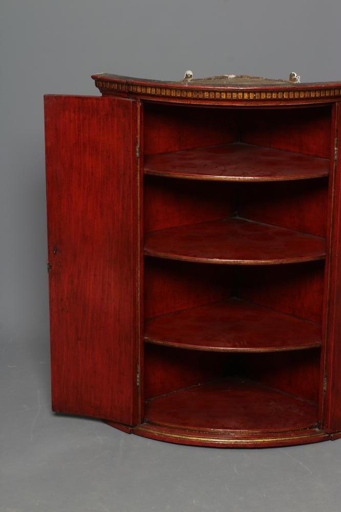 A GEORGIAN RED LACQUERED CORNER CUPBOARD Image