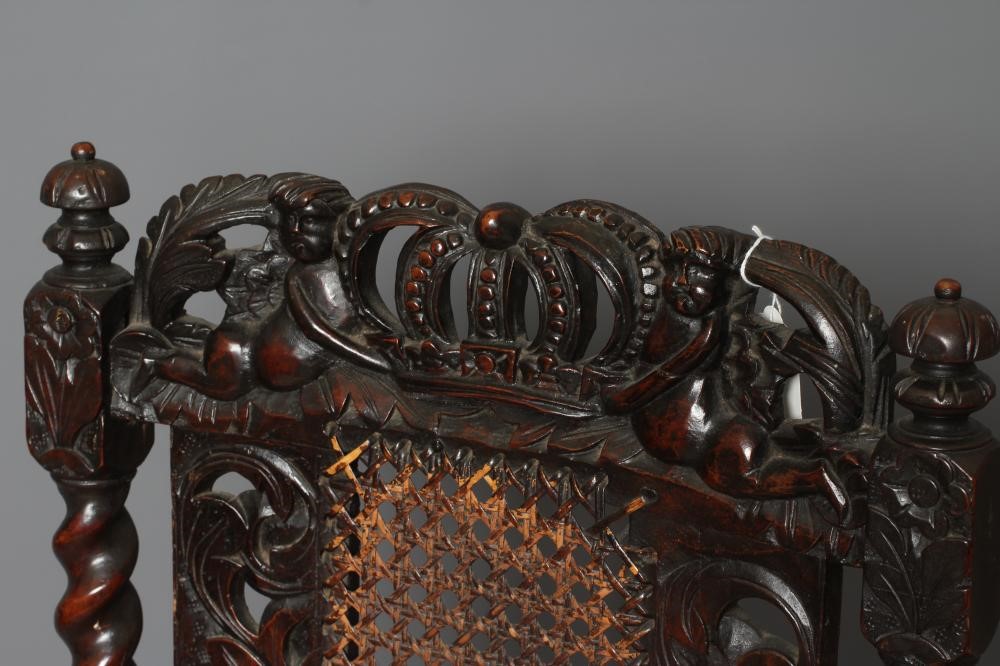 A CHARLES II CARVED WALNUT SIDE CHAIR Image