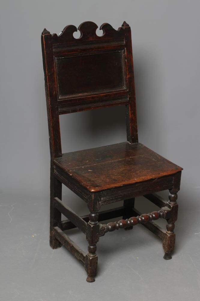 A JOINED OAK BACK STOOL Image