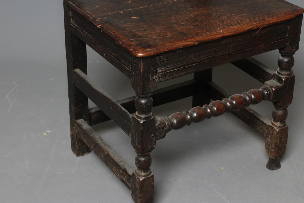 A JOINED OAK BACK STOOL Image