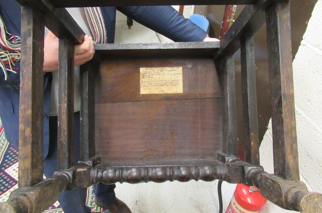 A JOINED OAK BACK STOOL Image