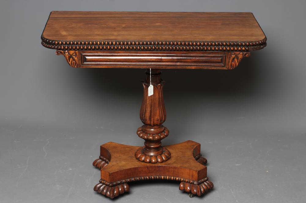 A GEORGE IV ROSEWOOD FOLDING TEA TABLE Image