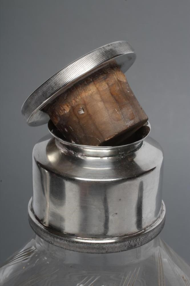 AN ART DECO SILVER MOUNTED CLEAR GLASS COCKTAIL SHAKER Image