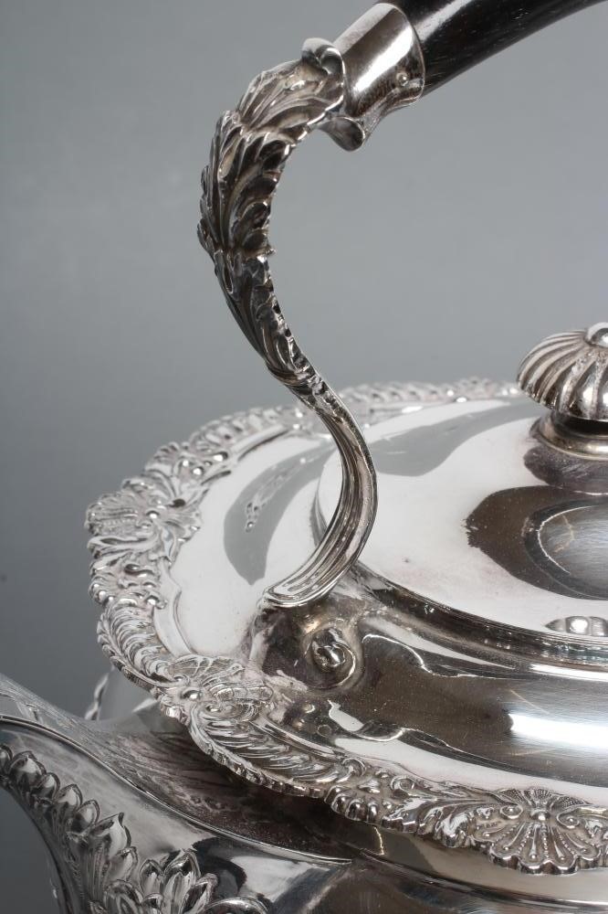 AN EDWARDIAN SILVER SPIRIT KETTLE ON STAND WITH BURNER Image