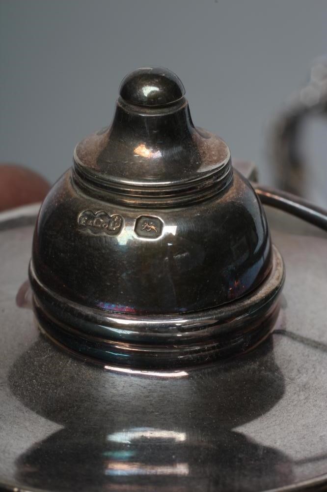 AN EDWARDIAN SILVER SPIRIT KETTLE ON STAND WITH BURNER Image