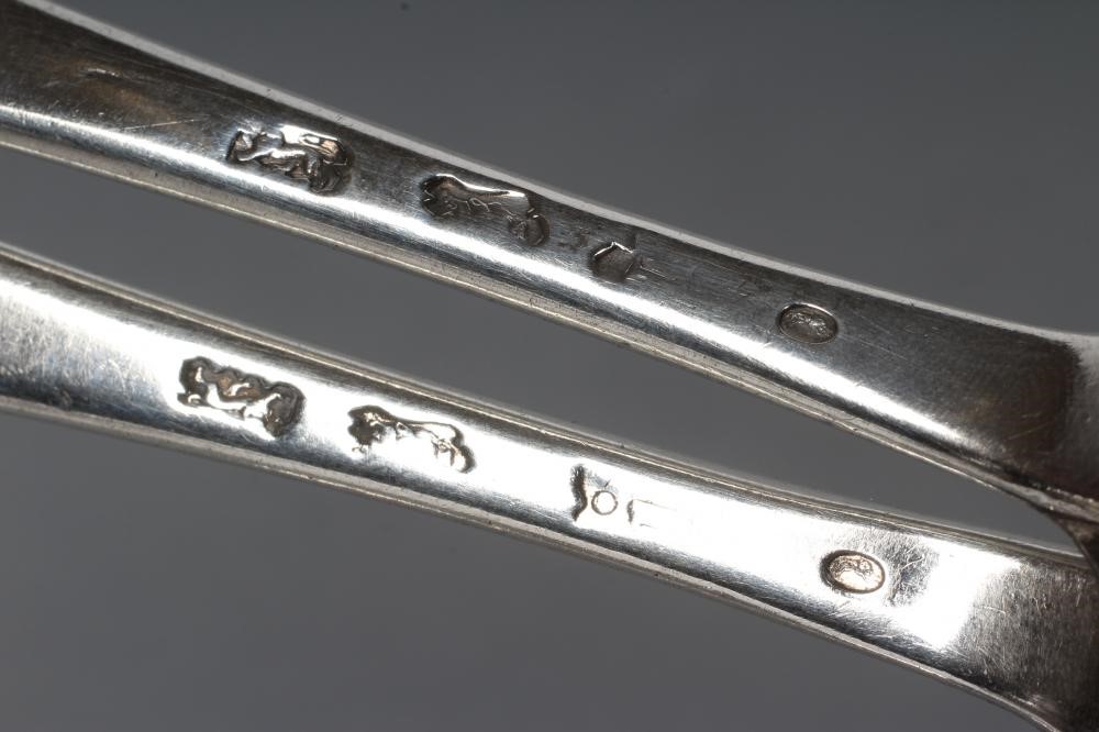 A SET OF NINE GEORGE II SILVER TABLESPOONS Image