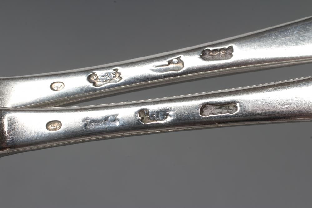 A SET OF NINE GEORGE II SILVER TABLESPOONS Image