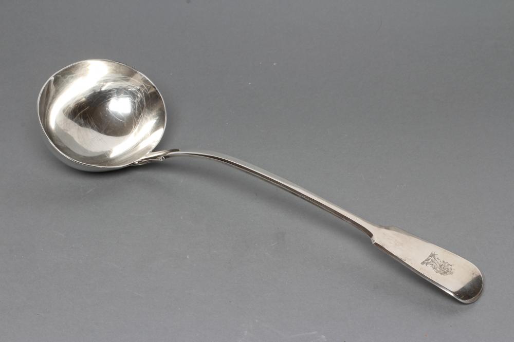 A VICTORIAN SILVER SOUP LADLE Image