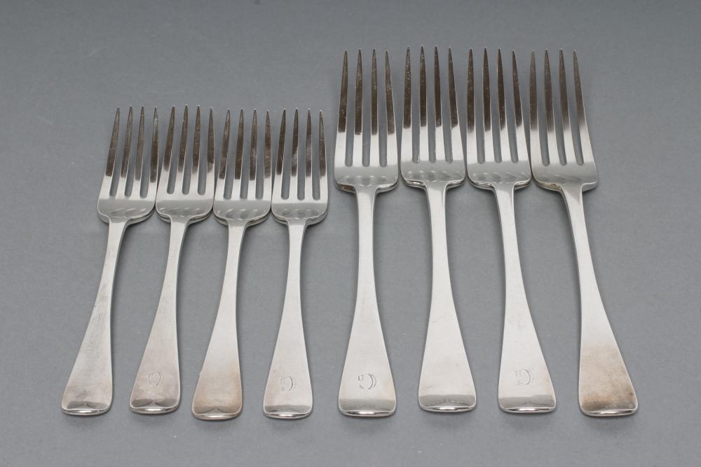 A SET OF FOUR LATE VICTORIAN SILVER TABLE FORKS Image