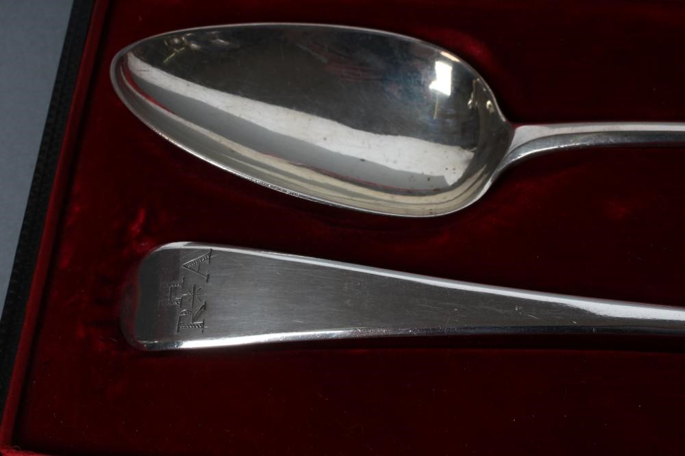 A PAIR OF GEORGE III SILVER TABLESPOONS Image