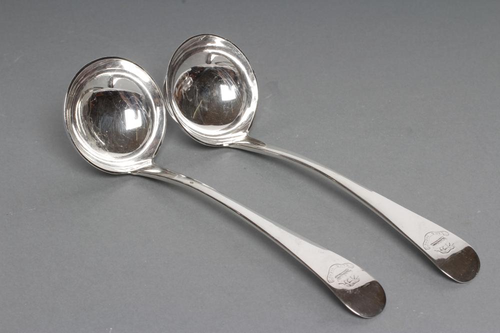 A PAIR OF VICTORIAN SCOTTISH SILVER SAUCE LADLES Image