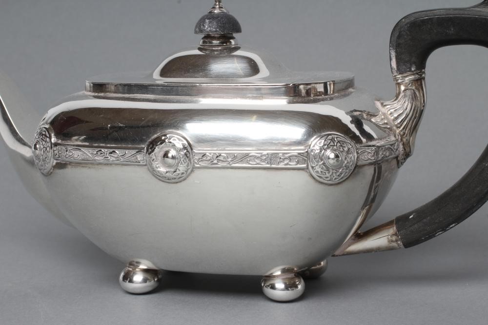 AN EDWARDIAN BACHELOR'S THREE PIECE SILVER TEA SERVICE Image