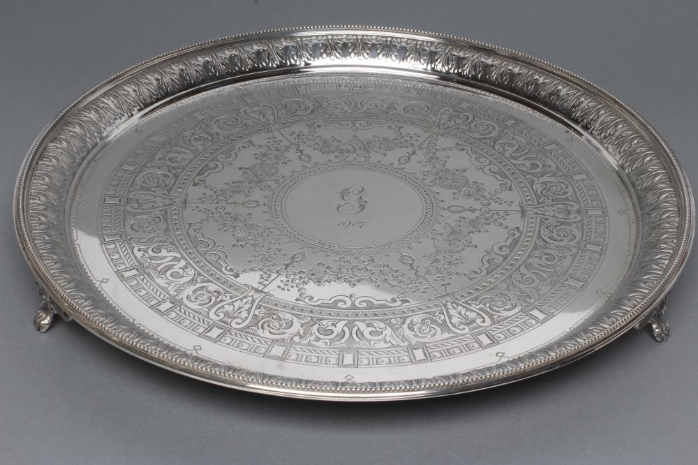 AN EDWARDIAN SILVER SALVER Image