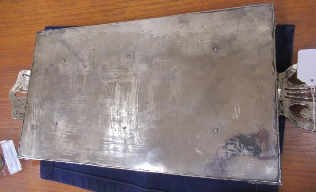 AN EDWARDIAN ARTS AND CRAFTS SILVER LARGE DESK STANDISH Image