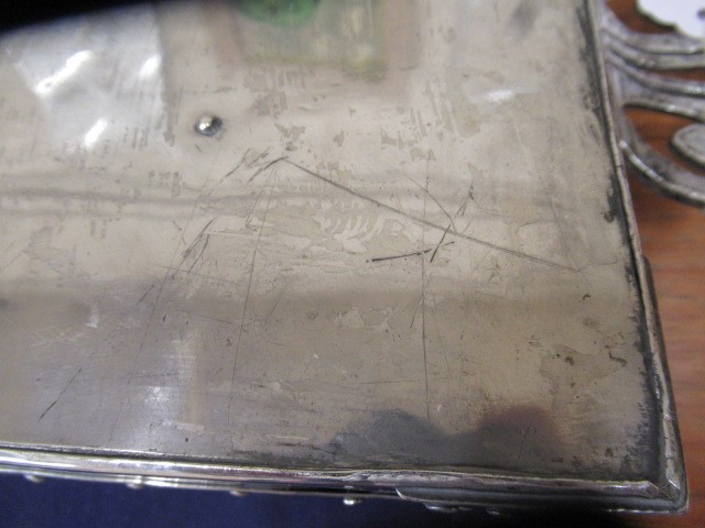 AN EDWARDIAN ARTS AND CRAFTS SILVER LARGE DESK STANDISH Image