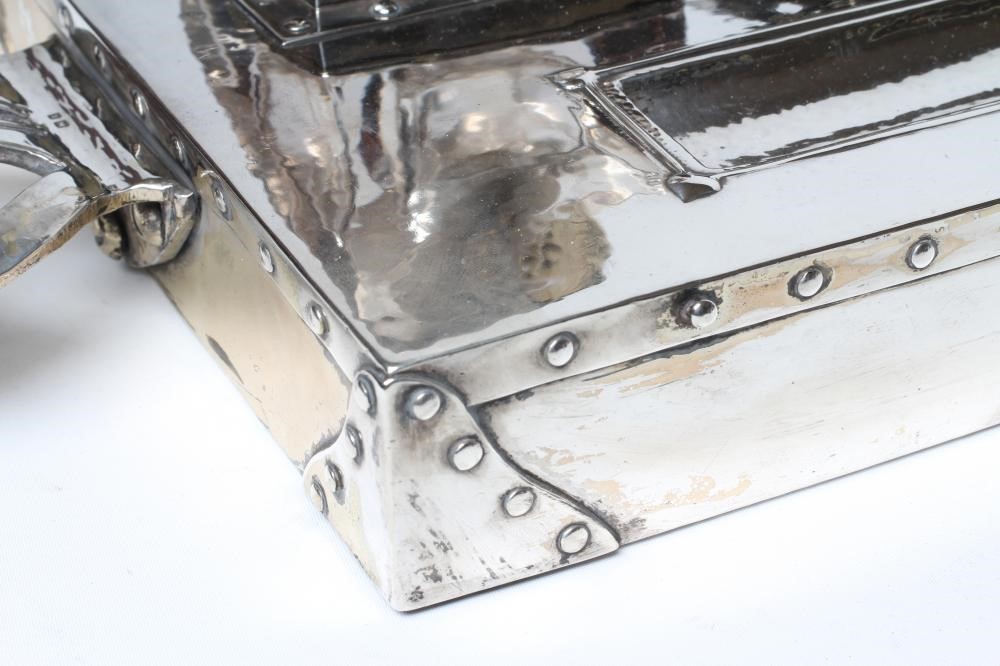 AN EDWARDIAN ARTS AND CRAFTS SILVER LARGE DESK STANDISH Image
