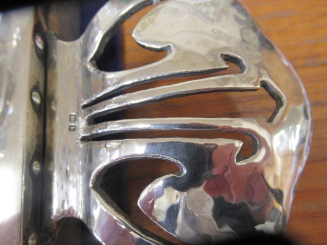 AN EDWARDIAN ARTS AND CRAFTS SILVER LARGE DESK STANDISH Image