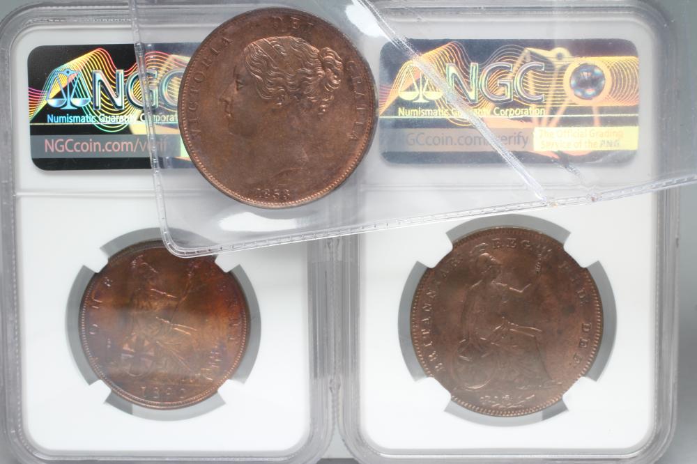 THREE QUEEN VICTORIA PENNIES Image