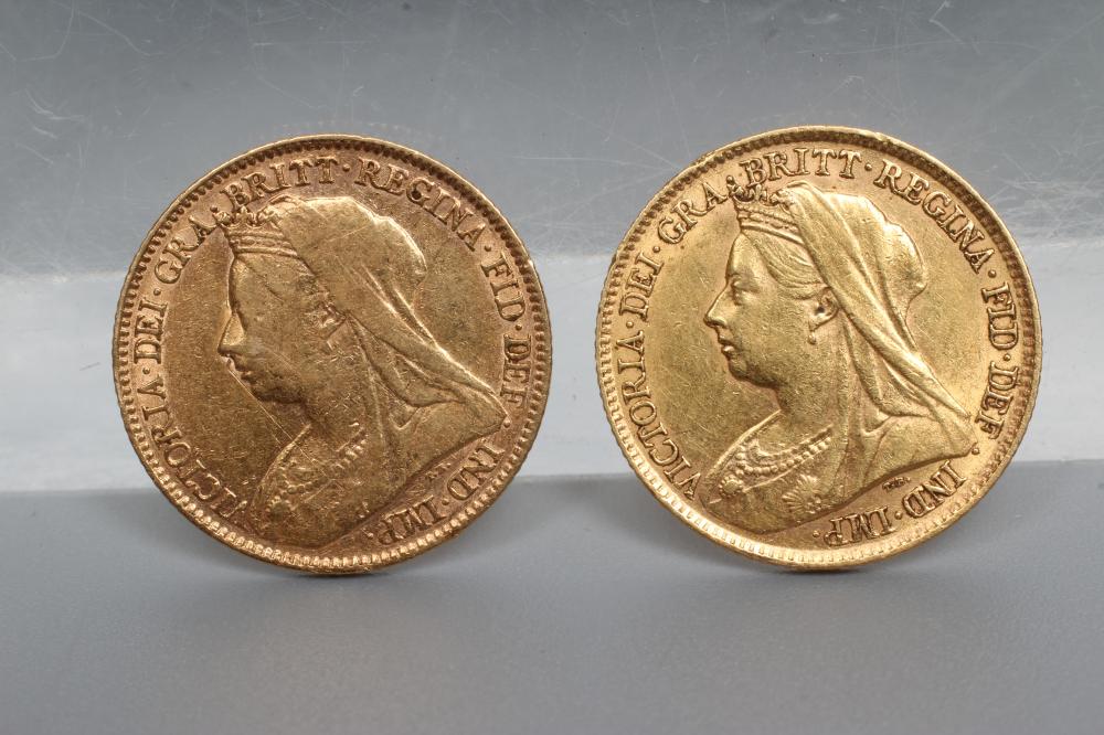 TWO VICTORIA OH HALF SOVEREIGNS Image